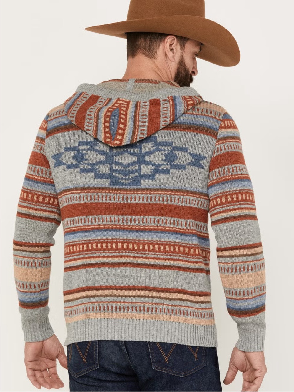 Pendleton Men's Medallion Striped Hooded Pullover Size L